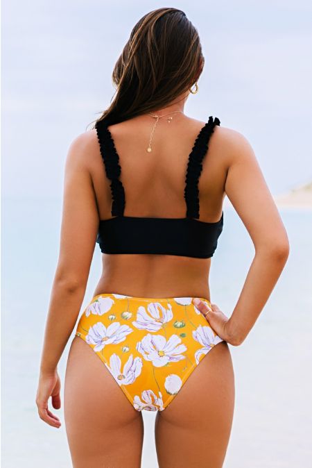 Kamoni Black Ruffled Shoulder Bikini