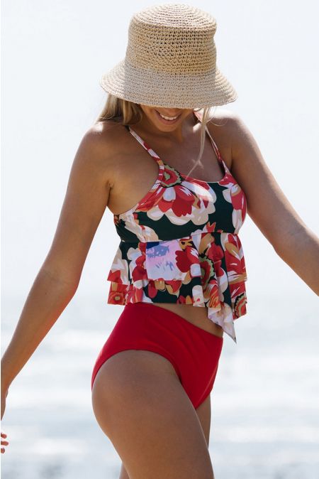 Kamoni Floral Print Ruffle Bikini