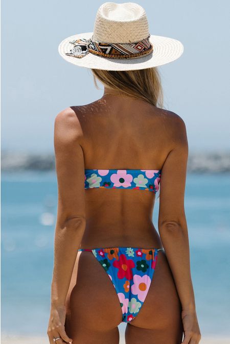 Kamoni Floral Print Bandeau Micro Bikini