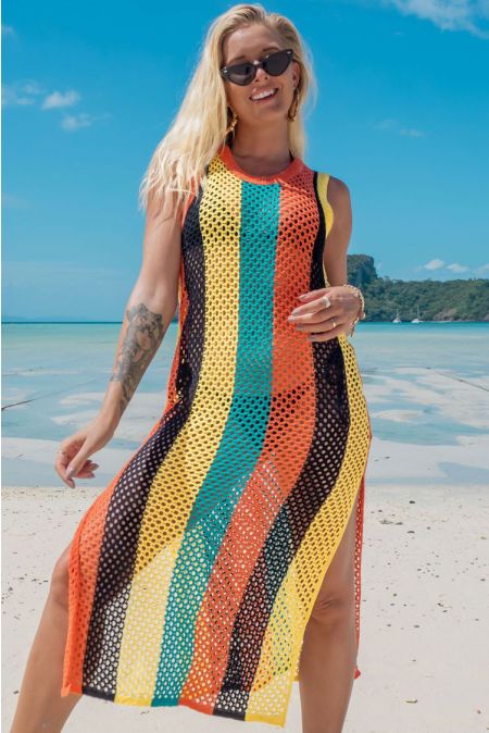 Kamoni Rainbow Crochet Cover Up
