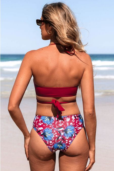 Kamoni Red Floral Print Bikini