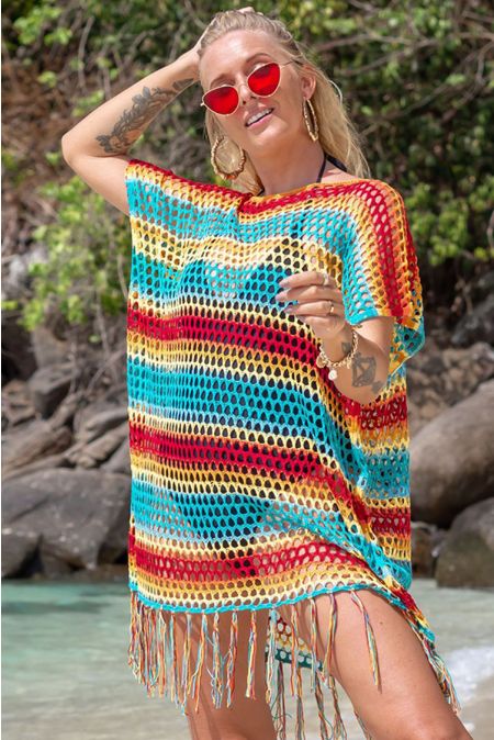 Kamoni Rainbow Crochet Cover Up