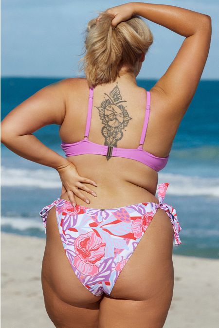 Kamoni Purple Floral Print Plus Size Bikini