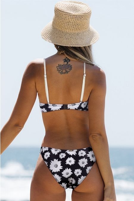 Kamoni Black Floral Print Bikini