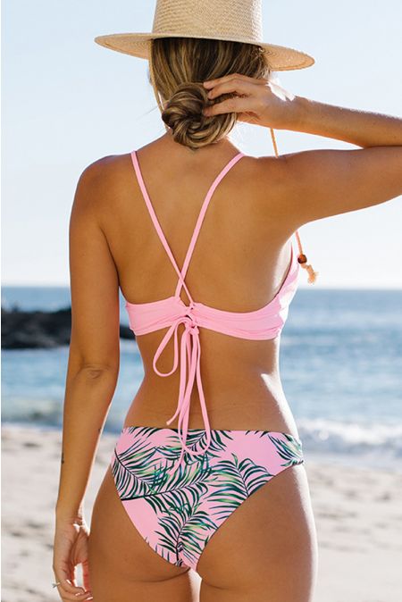 Kamoni Pink V Neck Printed Bikini