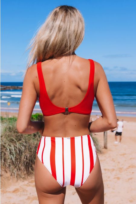 Kamoni Red Stripe Print Bikini