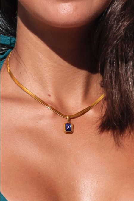 Kamoni Blue Stone Snake Chain Necklace