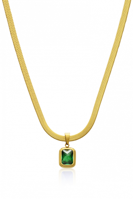 Kamoni Green Stone Snake Chain Necklace