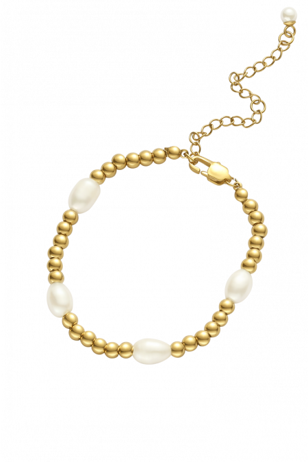 Kamoni Gold Bead Pearl Bracelet