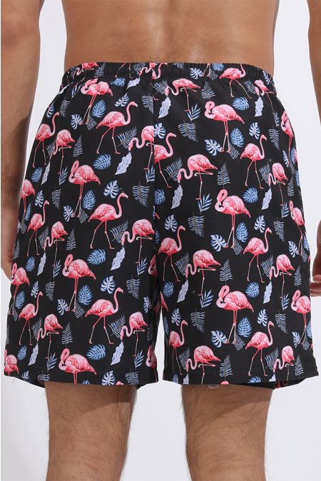 Kamoni Men Flamingo Print Swim Trunks