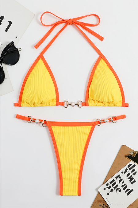 Kamoni Yellow Ribbed Micro Bikini