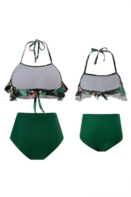 Kamoni Green Tropical Matching Swimsuits