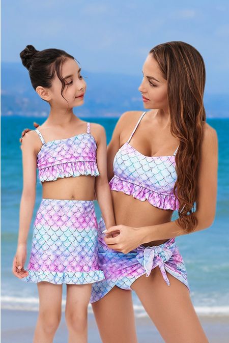 Kamoni Ruffle Mermaids Matching Swimsuits