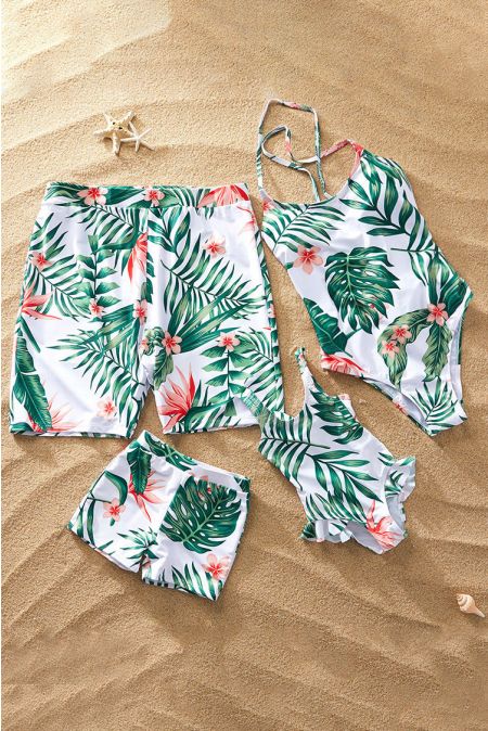 Kamoni Green Tropical Family Matching Swimsuit