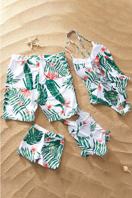 Kamoni Green Tropical Family Matching Swimsuit