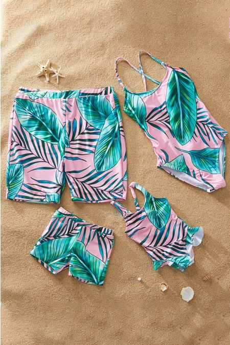 Kamoni Pink Tropical Family Matching Swimsuit