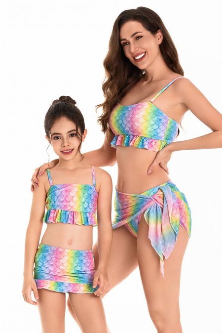 Kamoni Scale Print Ruffle Matching Swimsuit