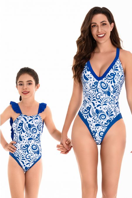 Kamoni Blue Print Matching Swimsuit