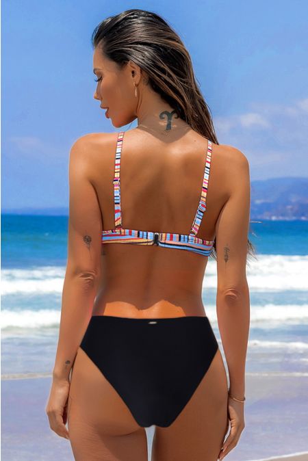 Kamoni Twisted Striped Print Bikini