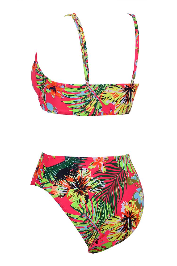 Kamoni Tropical Print Scoop Neck High Waist Bikini Swimsuit - Kamoni.com